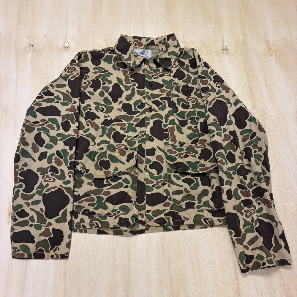 Vintage Black Sheep Jacket Mens Medium Green Camo Hunting Cotton Canvas Military